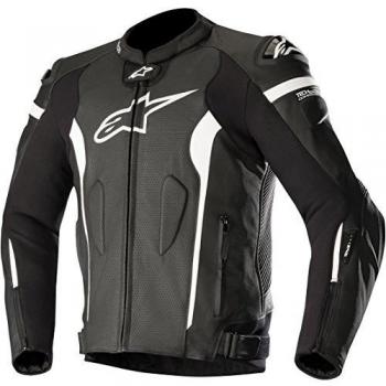 Alpinestars Chaqueta moto Missile Leather Jacket - Tech-air Compatible Black White Air, Negro/Blanco, 54