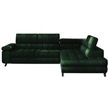 Sofá rinconero Comfivo 207, con función de descanso y caja de ropa de cama, medidas 264x203x73cm