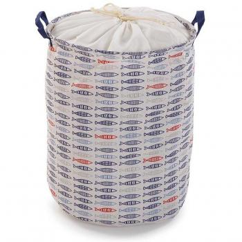 Cesto de Ropa Fish Ocean Blue | Medidas 38x48x38 Cm | Textil Poliester
