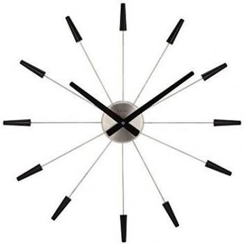 Reloj de pared NeXtime 58 cm, metal, negro, Plug Inn