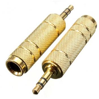 Adaptador de Audio Chapado en Oro 3,5 mm Macho a 6,35 mm Hembra para Auriculares y Dispositivos Móviles