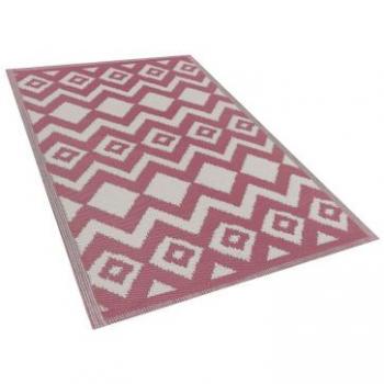 Alfombra Exterior/Interior Rosa 120 x 180 cm Patrón Geométrico Zigzag Dewas