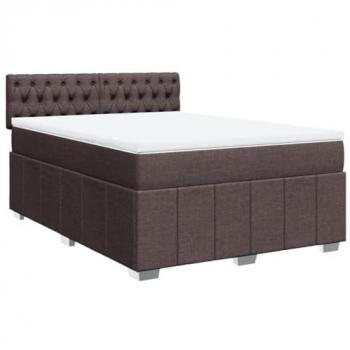 Cama box spring con colchón tela marrón oscuro 140x200 cm