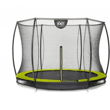 Cama Elástica de Suelo EXIT Silhouette Ø244 cm con Red de Seguridad Verde