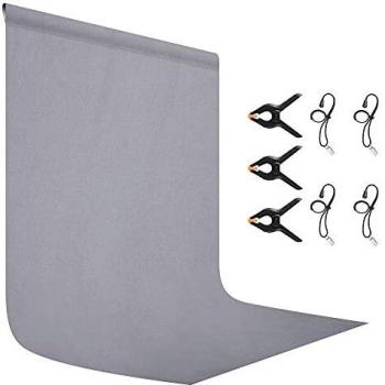 Potaeco Fondo Fotográfico Gris Neutro 2×3m Telón de Fondo Plegable Color Sólido con 7 Abrazaderas y Clips para Estudio de Fotografía Video y Televisión