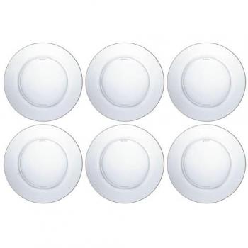 Pack de 6 platos llanos de vidrio modelo Lys - resistentes y aptos para lavavajillas (transparentes - Ø 23,5 cm)