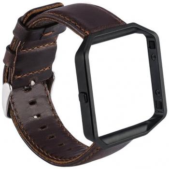 MroTech Compatible para Fitbit Blaze Correa con Marco Correa de Reloj de Cuero Genuino Vintage Pulseras de Repuesto Compatible Fitbit Blaze Smartwatch