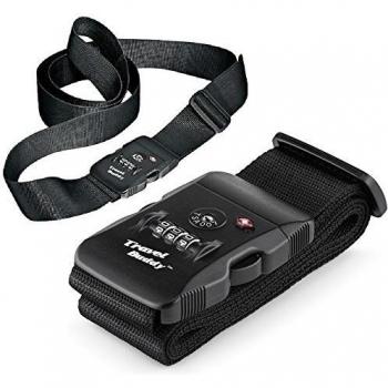 TSA para el equipaje Correa - tamaño de 200 cm x 5 cm - 3-dial de combinación maleta del viaje Bolsa Código correa de la cerradura - NEGRO