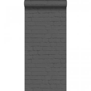 Papel Pintado de Ladrillos Negros - 53 cm x 10,05 m - Estilo Moderno