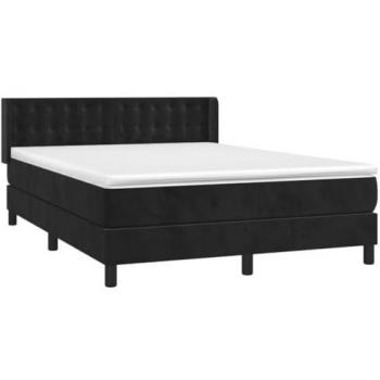 Cama box spring con colchón de terciopelo negro 140x200 cm