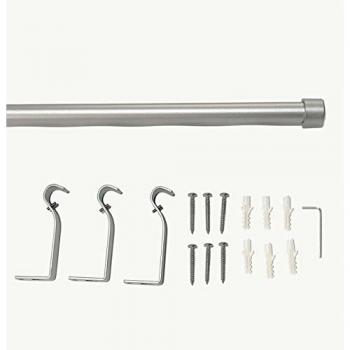 Barra Cortina Extensible de Aluminio con Terminales - Tamaño Ajustable 120-200 cm - Color Plata - Modelo Básico