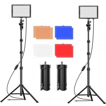 Emart Luz LED de Video 5600k Foco LED Fotografia con Soporte de Trípode y Filtros de Color, Foco Streaming de 1000LM para Fotografía, Videografía, Zoom