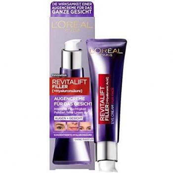 L'Oréal Paris Revitalift Filler Hyaluronic Acid Anti-Ageing Eye Cream for Face with Hyaluronic Acid, Vitamin CG & E 30ml