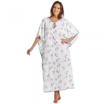 Camille De Todo Color Azul Imprimir Floral Blanco Kaftan One size