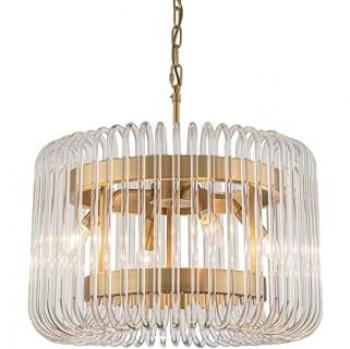 Lámpara de Techo de Cristal y Metal Dorado 51x51x34 cm