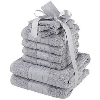 Dreamscene – lujo 100% algodón egipcio 10 piezas juego de toalla de baño Set de regalo de baño de cara mano, plata gris, 10 unidades)