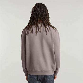 Sudadera G-Star Raw Stacked Old Skool Logo R para Hombre, Color Gris Elephant Skin, Talla M, Casual, Algodón Orgánico