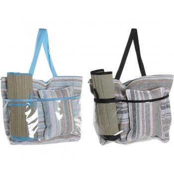 Bolsa de Playa DKD Home Decor 44 x 23 x 62 cm Lienzo Gris Azul Marrón Verde PVC (2 Unidades)