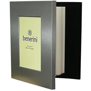 benerini® - Aluminio Pulido Satinado De Color Plata Delante - Gratis Álbum De Fotos De Pie - Dispone De 48 Fotos De 4 X 6 Pulgadas
