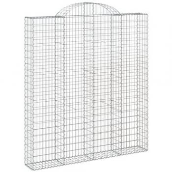 Cestas de gaviones 13 uds forma de arco hierro 200x30x220/240cm Plateado