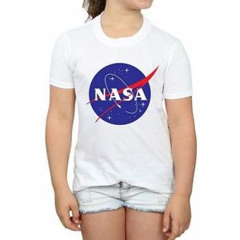 Camiseta de algodón blanca con logotipo Insignia de la NASA para niñas 12-13 años