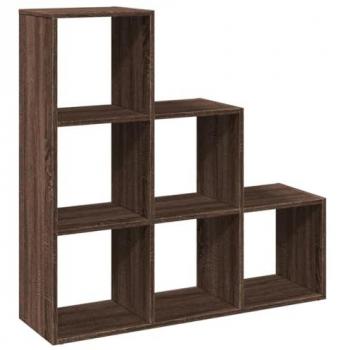 Librería divisor 3 niveles madera marrón roble 99x29x99 cm