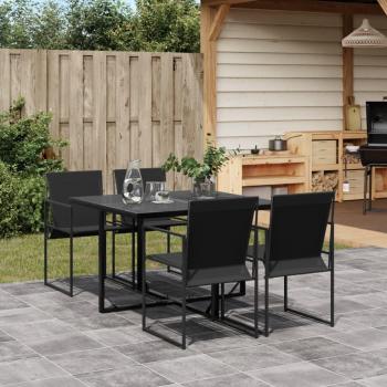 5 Piece Black Textilene Garden Dining Set