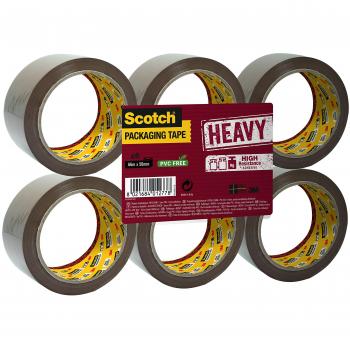 Scotch Heavy Duty Packaging Tape, 50 x 66 mm, Brown, 6 Rolls