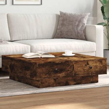 Mesa de centro de madera de ingeniería roble ahumado 90x90x28 cm
