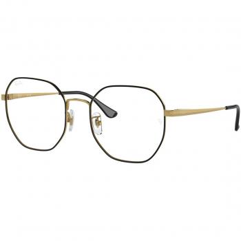 Ray-Ban RX6482D Col. 2991 Unisex Geometrica Nero Eyeglasses - Asian Fit, Gold Frame, Size 55, Blue Light Block Available