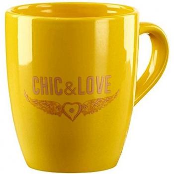 Chic & Love 16746 - Taza de porcelana, capacidad de 30 cl, color amarillo