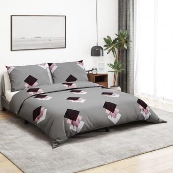 Juego de Funda Nórdica Sábana Ropa Cama Algodón 200x200 cm Color Blanco y Marrón, Gris Claro, Multicolor