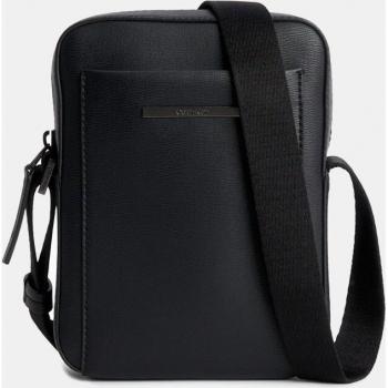Calvin Klein Men's Elegant Black Shoulder Bag with Sleek Detailing, Messenger Bag, Size: ONE SIZE, Adjustable Strap