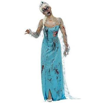 Smiffy'S 46864L Disfraz Zombi: Muerta Congelada Con Vestido Costillas De Látex Pegadas, Azul, L - Eu Tamaño 44-46