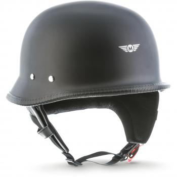 Moto Helmets D33 Casco de Moto Retro con Hebilla de Seguridad Click´n Secure TM Clip y Bolsa de Transporte, Mate Negro, S