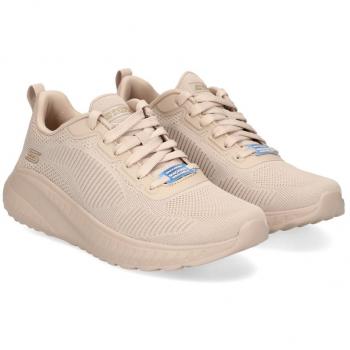 Zapatillas deportivas Skechers Bobs Squad Chaos para mujer, modelo 117209, color nude, diseño liso básico muy cómodo para uso diario con plantilla acolchada