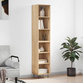 Aparador de madera contrachapada color roble Sonoma 34.5x32.5x180 cm madera multicapa Marrón