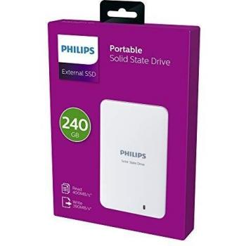 Disco Duro Externo SSD Philips 240GB, USB 3.0, 400MB/s, Blanco