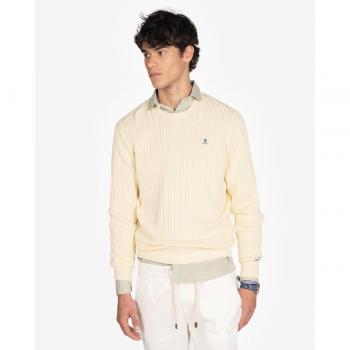 Jersey Harper & Neyer Blarney Castle en color crema con cuello redondo para hombre