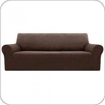 UMI. by Amazon Funda Elastica para Sofa Ajustable 4 Plazas Chocolate