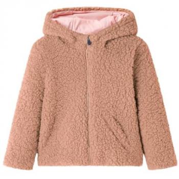 Chaqueta con Capucha Niños Ropa Infantil Manga Larga Pelo Sintético Borreguito Coñac Claro 140