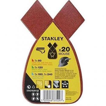 STANLEY STA31029-QZ 20 hojas de lija para Mouse. Grano Surtido