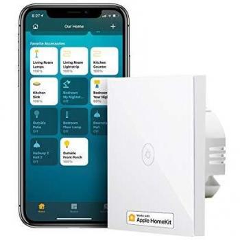 Interruptor de Pared Táctil Wi-Fi, 1 Vía, 1 Canal, Compatible con Apple HomeKit Siri, Alexa, Google Assistant y SmartThings. meross. 2,4GHz