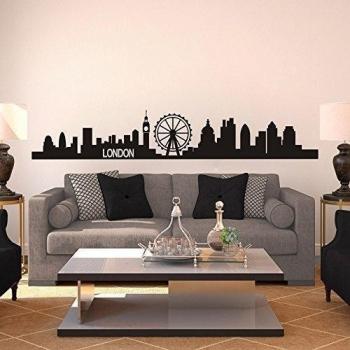 mairgwall London Skyline - Adhesivo para pared, City Cityscape Destino de vacaciones de viaje de vinilo adhesivo, vinilo, Custom, 16h x98w
