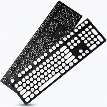 Teclas Redondas Electrolíticas Punk Retro Ajazz 104 Teclas Steampunk para Teclados Mecánicos, Translúcidas, Rosa/Rúbrica/Negro/Blanco