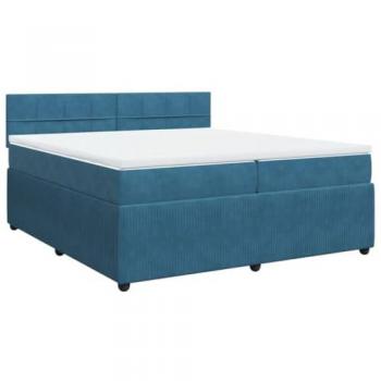 Cama box spring con colchón de terciopelo azul 200x200 cm