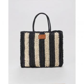 Bolso de Playa de Yute con Rayas Bicolor
