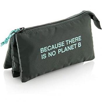 Miquelrius ECOALF - Estuche Triple, Portatodo Tres Compartimentos con Cremallera, Materiales Reciclados, color Verde