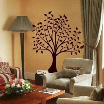 INDIGOS Vinilo Decorativo para Pared w202 árbol de Flor de la Naturaleza 80x66cm, Naranja, 80x8x66 cm