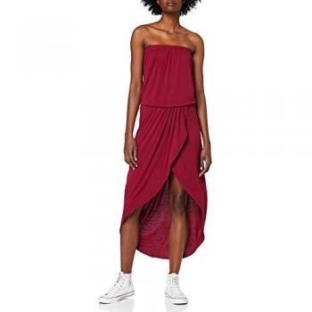 Urban Classics Women's Burgundy Viscose Bandeau Dress - XS to 5XL